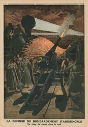 Bombardement op Andrinople opnieuw, achteromslag illustratie uit 